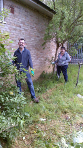 Cleaning up at the Hut - your standing on the vegetables